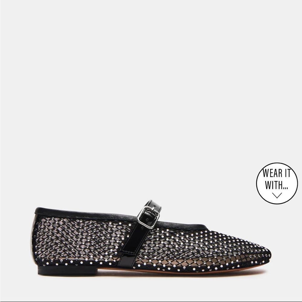 Steve Madden Black Mesh Flats with Buckle